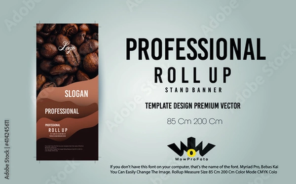 Obraz Cafe Roll Up Stand Banner Professional Template Design Premium Vector