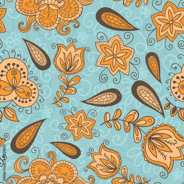 Obraz Fantasy floral seamless pattern with paisley elements