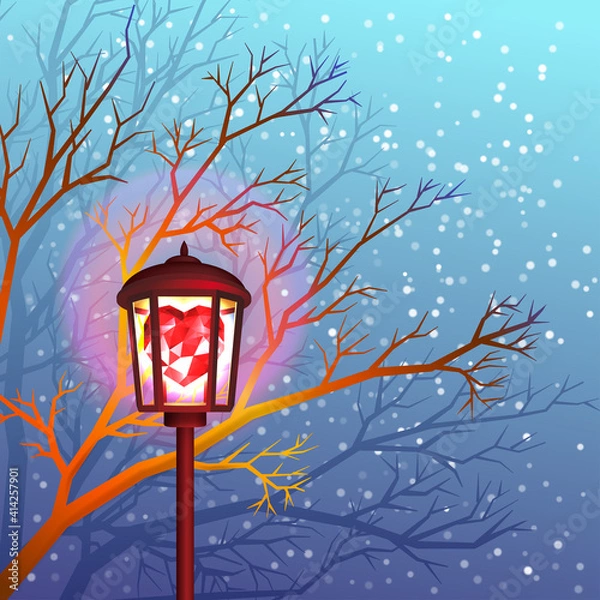 Obraz Street Lamp Designed as Glowing Heart.