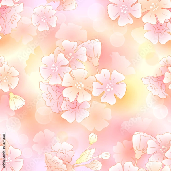 Obraz Delicate Cherry Blossom. Seamless Background.