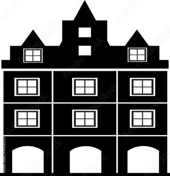 Obraz Vector element silhouette single house construction building