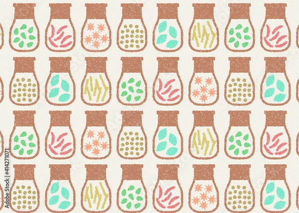 Obraz 瓶に入ったスパイスのシームレスパターン