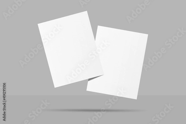 Fototapeta Realistic blank US letter flyer brochure for mockup. Paper or poster illustration. 3D Render.