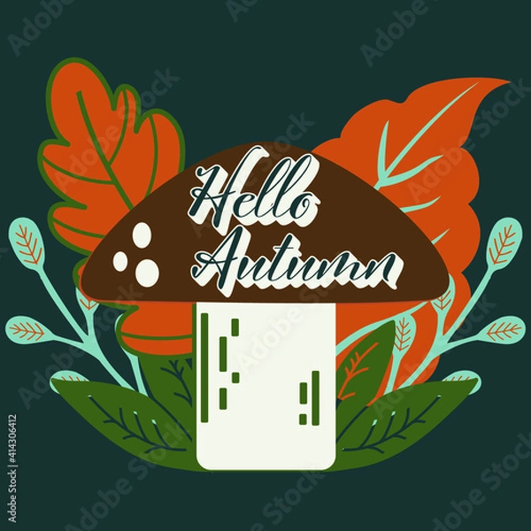 Fototapeta Hello Autumn, Vintage Vector Badge