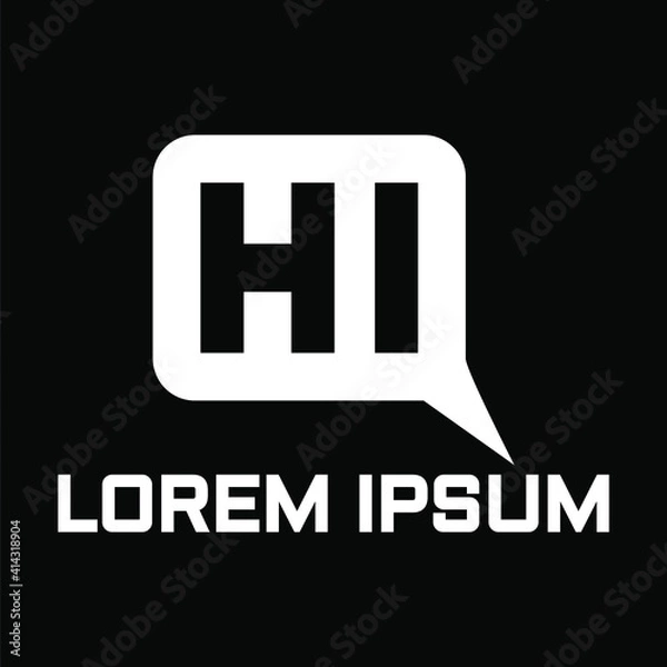 Fototapeta Creative, simple and elegant Initial letter HI logo template in flat design monogram illustration