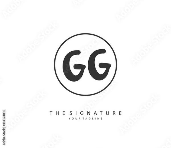 Fototapeta GG Initial letter handwriting and signature logo. A concept handwriting initial logo with template element.