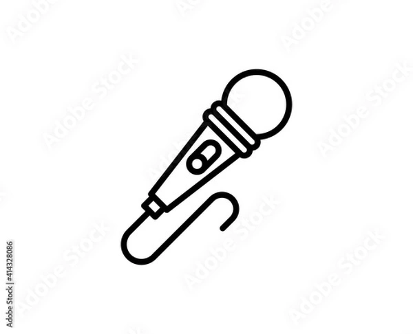 Fototapeta Microphone flat icon. Thin line signs for design logo, visit card, etc. Single high-quality outline symbol for web design or mobile app. Microphone outline pictogram.