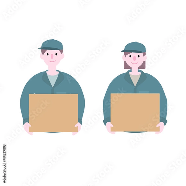 Obraz ダンボールを配達してくれる人イラスト素材