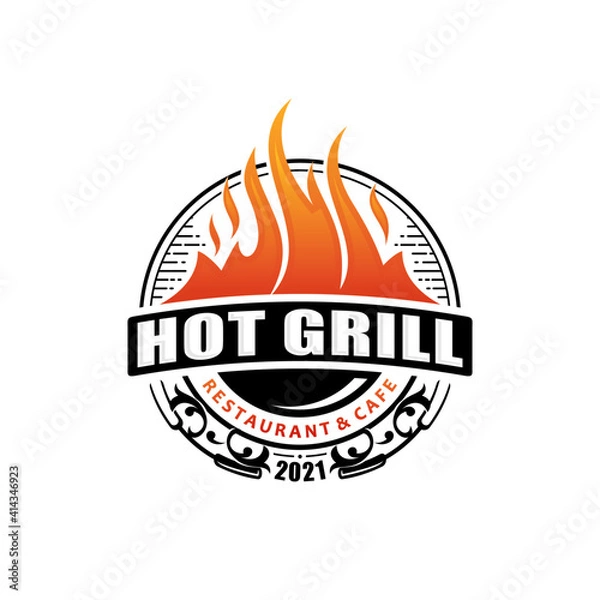 Obraz Hot Grill Logo Design Vector Template