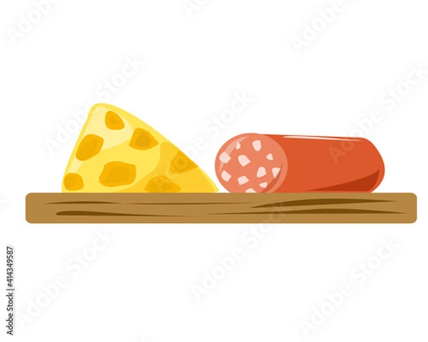 Obraz A piece of cheese and sausage