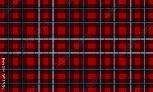 Fototapeta Red Black & White Horizontal Seamless Plaid Patterns - Textile - Vector Suitable for Fabric Design - Backgrounds - Wallpaper 