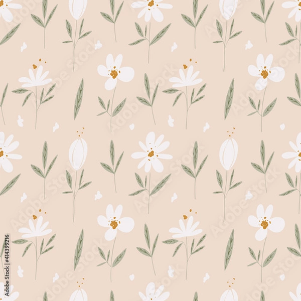 Fototapeta Vector flower pattern. Background with flowers.
