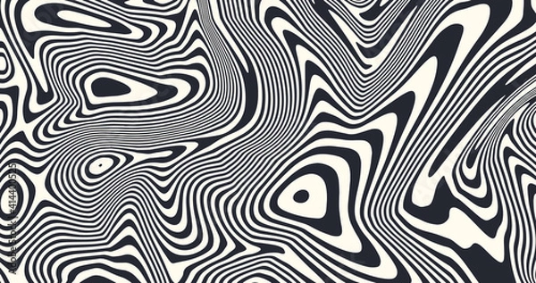 Obraz Psychedeliczny projekt wektorów sztuki. Iluzja optyczna Linie paski Tło. Abstrakcyjny wzór cieczy.