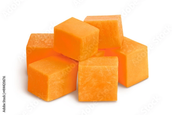 Fototapeta butternut squash diced isolated on white background with clipping path and full depth of field