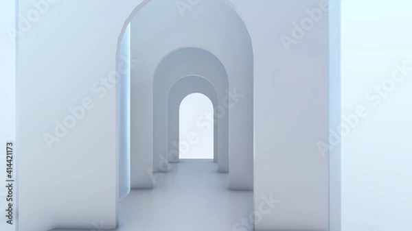 Fototapeta Architecture interior background empty arched pass 3d render