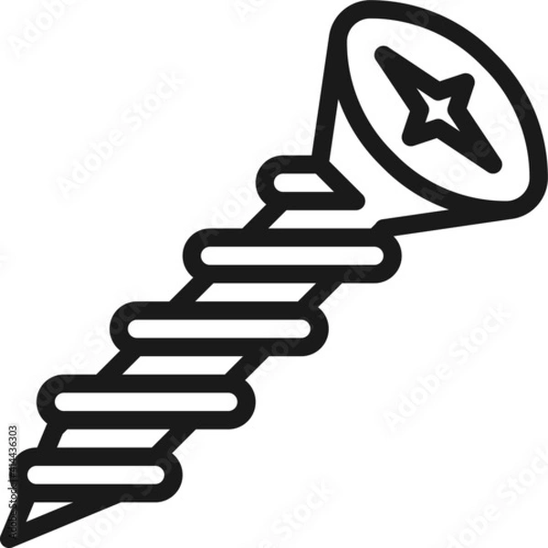 Obraz Screws, bolt, nut, wall plug, washer spring, hook, nails and rivets isolated on white background. Vector