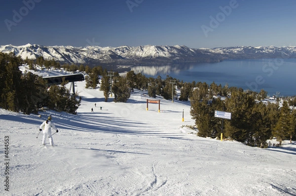 Obraz Novice on a ski slope