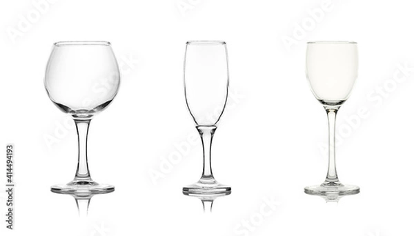 Obraz Three wine glasses isolated on white background