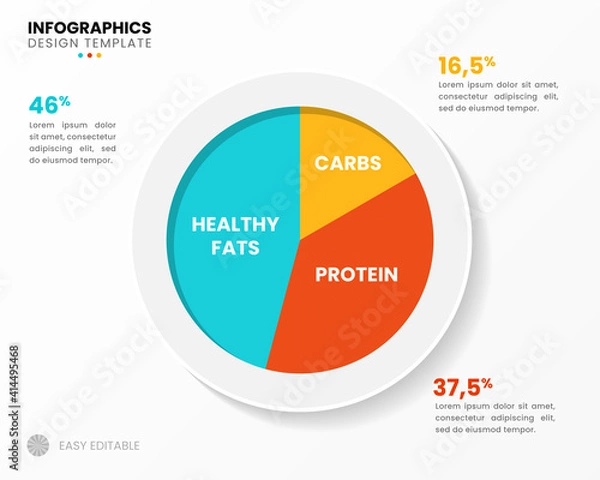 Fototapeta Infographic design template. Food concept with 3 steps