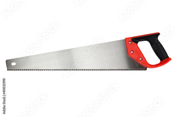 Obraz saw with a red handle isolated on white background