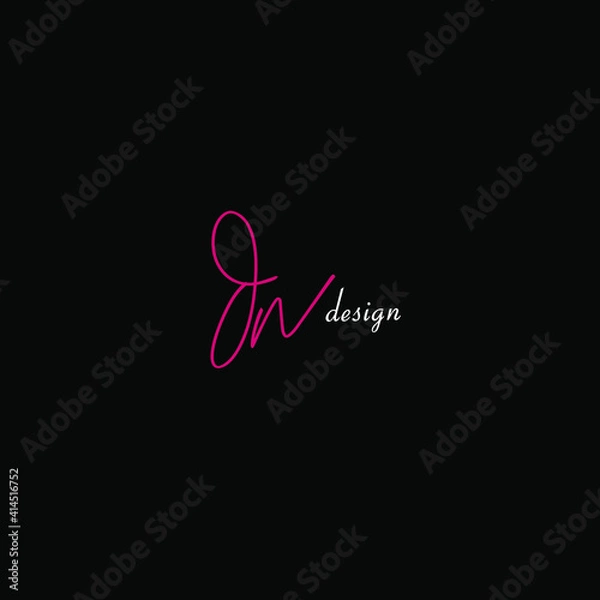 Fototapeta DW initial handwritten calligraphy, for monogram and logo