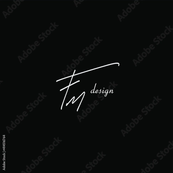 Fototapeta FM initial handwritten calligraphy, for monogram and logo