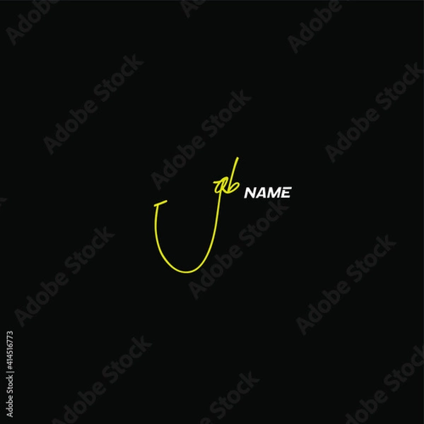 Fototapeta GB initial handwritten calligraphy, for monogram and logo