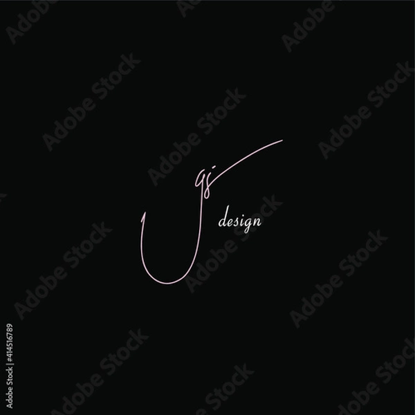 Fototapeta GS initial handwritten calligraphy, for monogram and logo