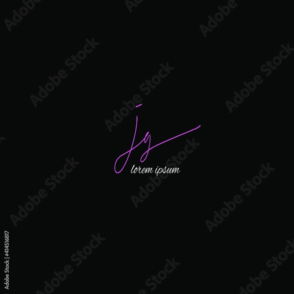 Fototapeta JG initial handwritten calligraphy, for monogram and logo