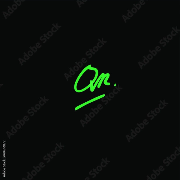 Fototapeta QM initial handwritten calligraphy, for monogram and logo