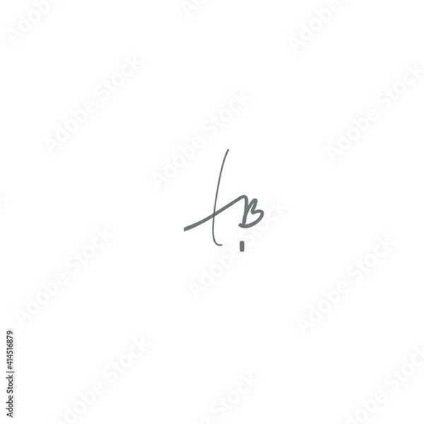 Fototapeta TB initial handwritten calligraphy, for monogram and logo