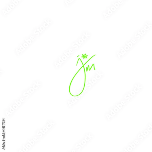 Fototapeta JM initial handwritten calligraphy, for monogram and logo