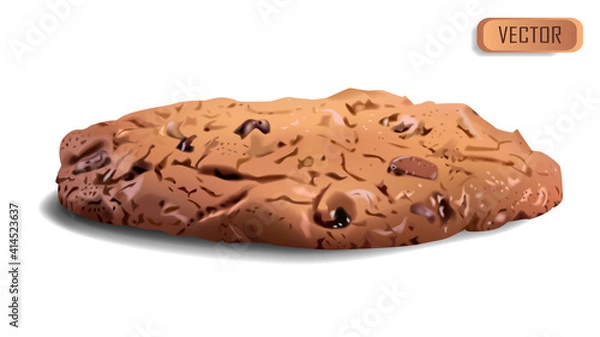 Obraz Chocolate chip cookies. Realistic vector illustration of homemade baking