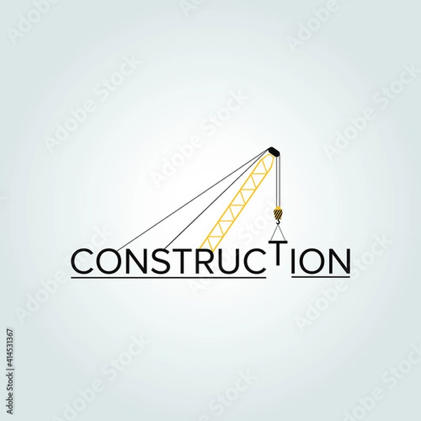 Obraz Construction logo design and crane with background