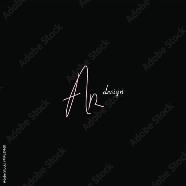 Fototapeta AR design initials logo isolated black