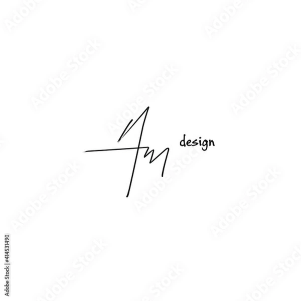 Fototapeta AM design initials isolated white logo