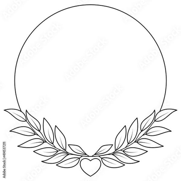 Fototapeta Laurel wreath, Floral monogram, Laurel leaves, Leaf frame, Monogram frame, Wedding monogram, Botanical wreath