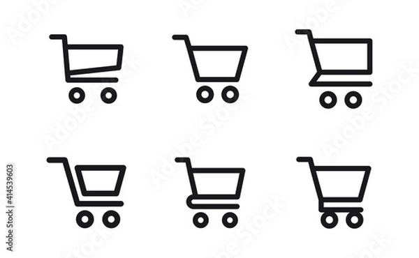Fototapeta Shopping cart icon collection. Online commerce symbol. E-commerce vector sign.