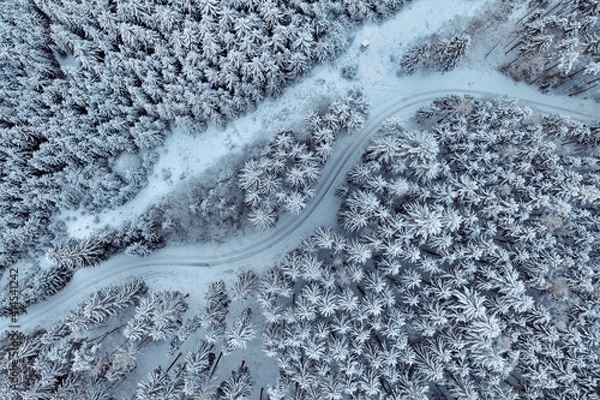 Obraz Winterwald aus der Vogelperspektive