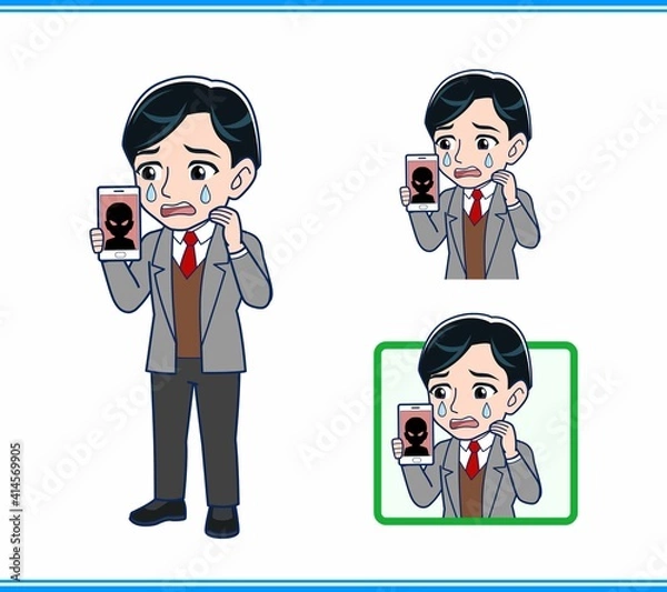 Fototapeta Male teacher in a gray jacket