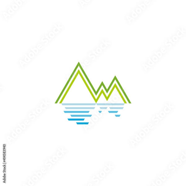 Fototapeta green mountain blue sea gradient motion water logo vector