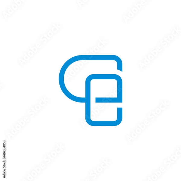 Fototapeta letter ce simple linked line geometric flat logo vector