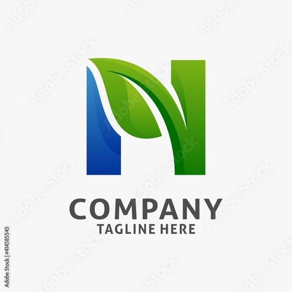 Obraz Letter N leaf logo design