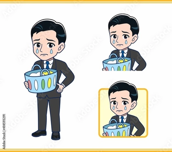 Fototapeta 家事をするサラリーマンの男性