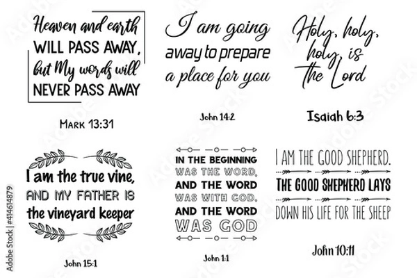 Fototapeta Set of Bible verses. Christian Quotes and Scripture sayings 
