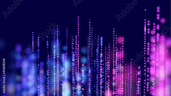 Fototapeta Data visualization. 3d futuristic abstract background. Future technology. Abstract geometric background. Futuristic wave. Light effect. Wave flow. dynamic 3d flow effect.