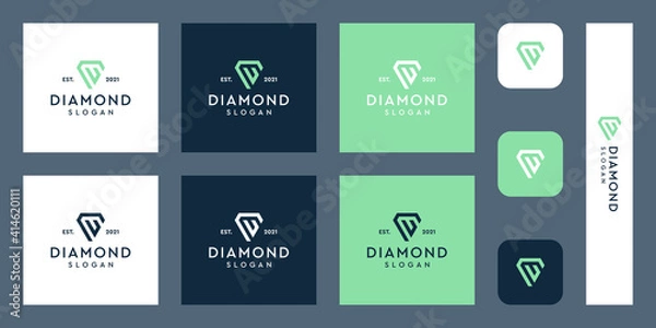 Fototapeta combination of the letters U monogram logo with abstract diamond shapes. Hipster elements of typographic design. icons for business, elegance, and simple luxury. Premium Vectors.