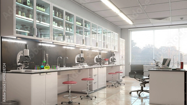 Obraz Spacious laboratory interior. 3d illustration