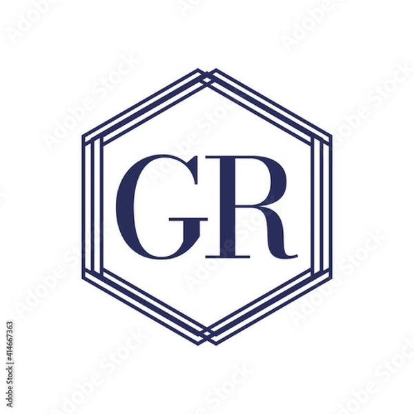 Obraz Simple Elegant Initial Letter Type GR Logo Sign Symbol Icon, Logo Design Template