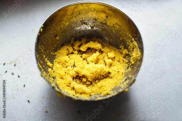 Obraz Black ants in a corn plate. Background texture.